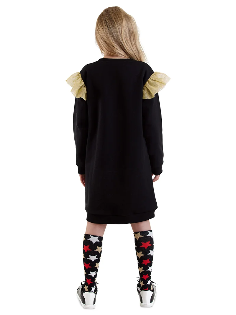 دينوكيدس فستان أسود للبنات بلمعان القط